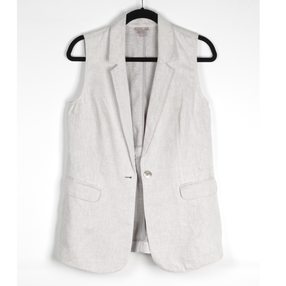 J Jill Gray Silver Long Vest Size S